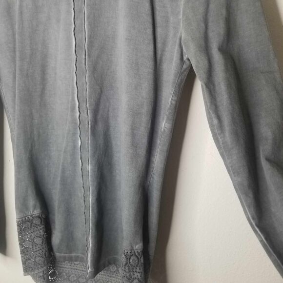 Womans Gray Boho Ojai Long Sleeve Top Sz S - Picture 4 of 9